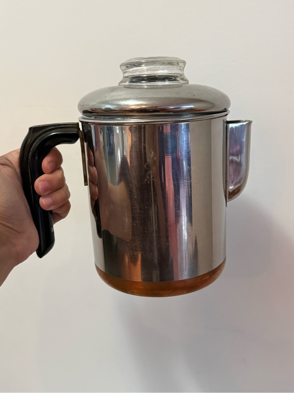 VTG Revere Ware Percolator Coffee Pot 1801 Copper Clad 6 Cup stamped - Complete